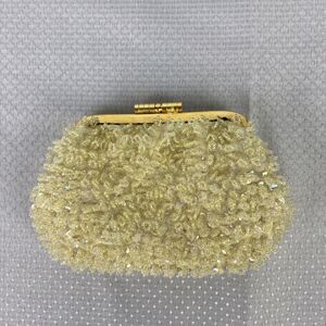 Women’s Small Light Yellow Sequin And Beaded Little Bag- Just The Perfect Size!